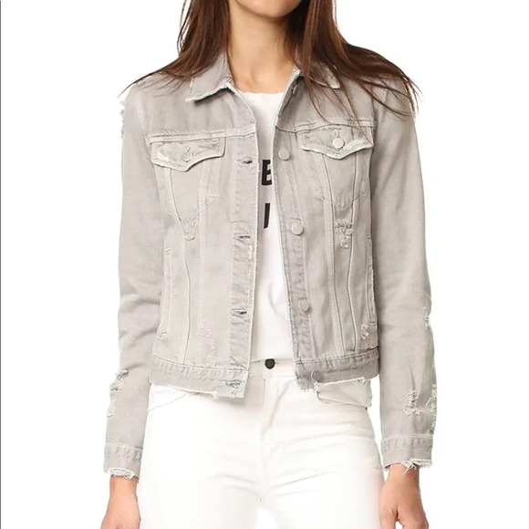 J Brand Slim Denim Distressed Jacket Pale Ash Grey Size XS - Picture 1 of 12